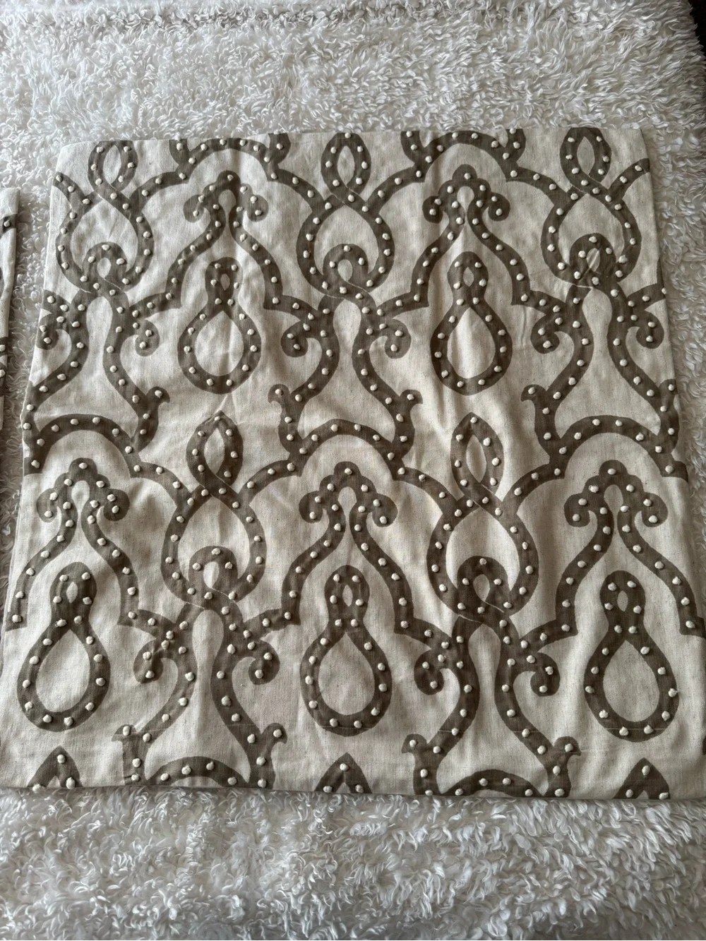 Pottery Barn 2 Textured Cotton Linen Boho Pillow Cover Set 24x24 Zip Closure